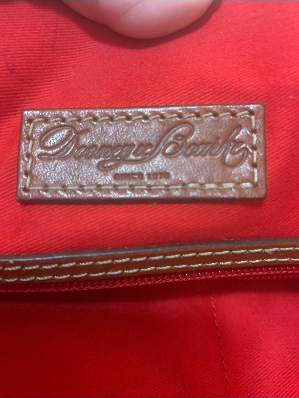 Dooney & Bourke Blue Textured Satchel with Brown Leather Trim - Picture 8 of 10